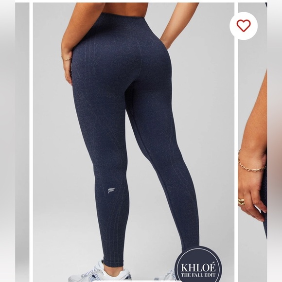 Fabletics Deep Navy Sparkle Seamless Bra & High Waisted Legging SET Size Medium - Picture 4 of 8